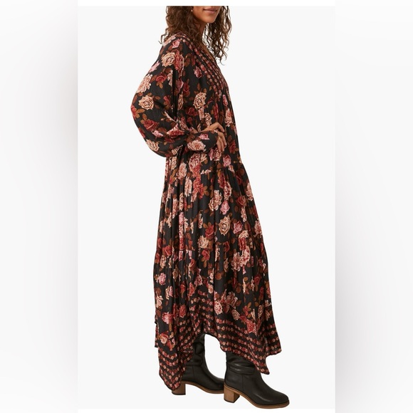 Free People EUC, rose print maxi dress, size large - Picture 3 of 8